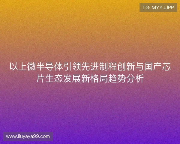 以上微半导体引领先进制程创新与国产芯片生态发展新格局趋势分析 以上微半导体引领先进制程创新与国产芯片生态发展新格局趋势分析